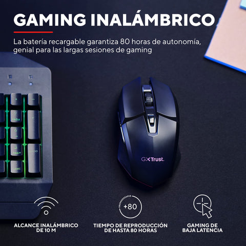 Ratón Gaming Inalámbrico Trust Gaming GXT 110 Felox/ Batería recargable/ Hasta 4800 DPI