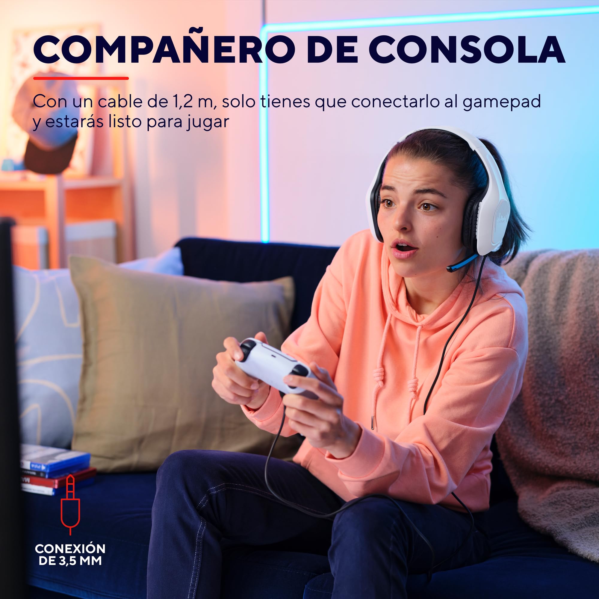 Auriculares Gaming con Micrófono Trust Gaming GXT 415 Zirox PS5/ Jack 3.5/ Blancos