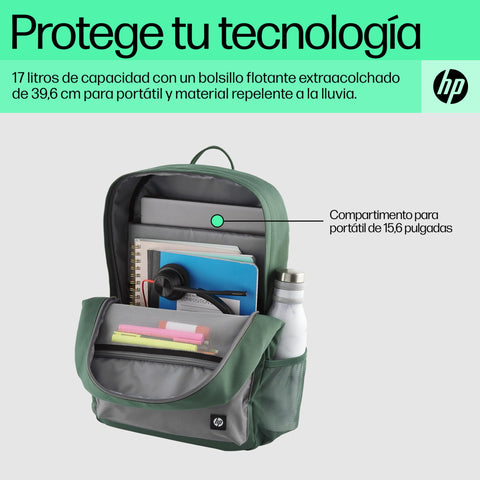 Mochila HP 7J595AA Campus para Portátiles hasta 15.6'/ Verde y Gris