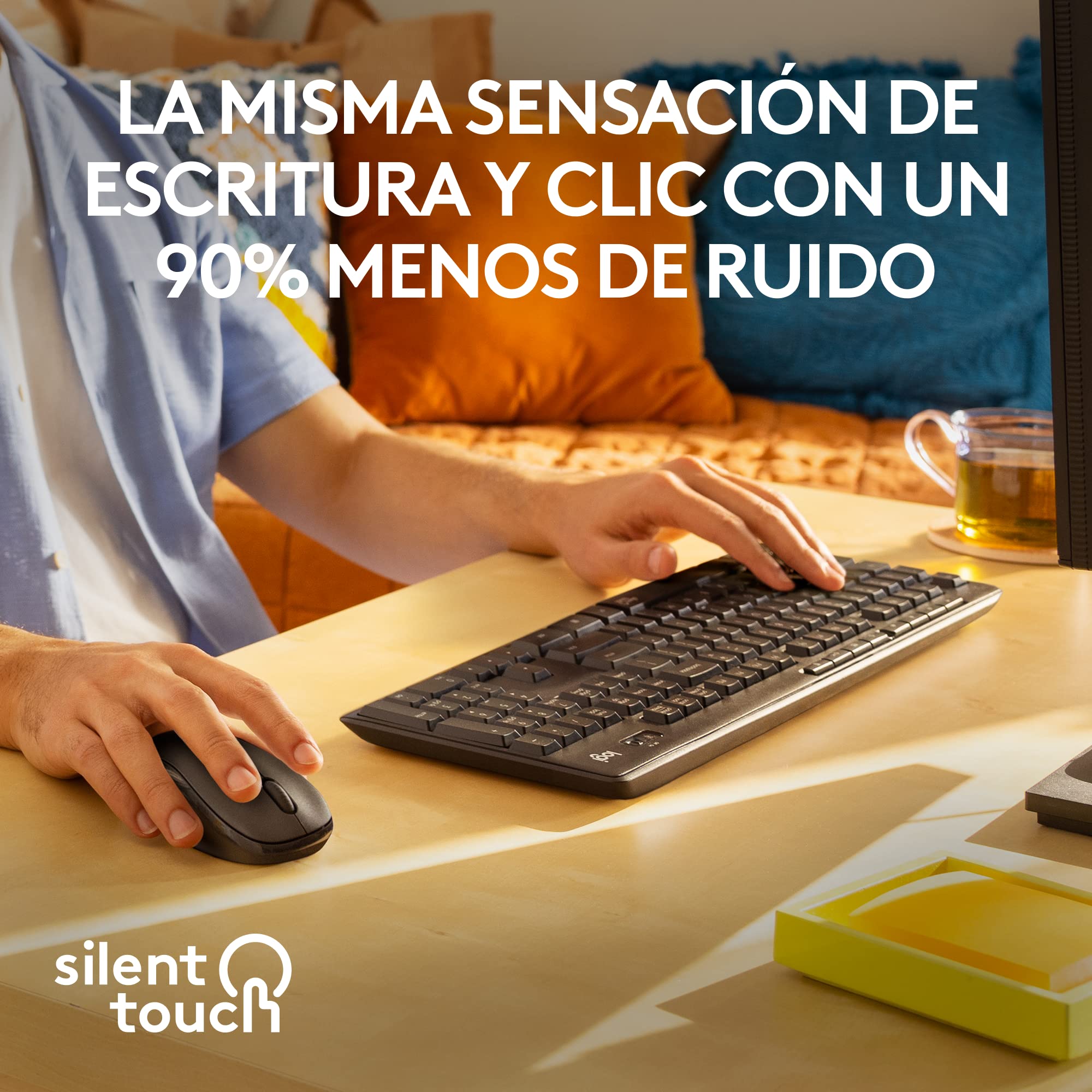 Teclado y Ratón Inalámbricos Logitech Silent Touch MK295/ Grafito