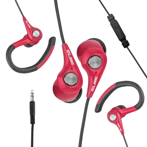 Auriculares Deportivos Elbe AU-107-MIC/ con Micrófono/ Jack 3.5/ Rojo y Negro