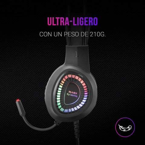 Auriculares Gaming con Micrófono Mars Gaming MH220/ Jack 3.5/ Negros