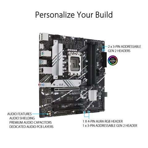 Placa Base Asus Prime B760M-A D4-CSM/ Socket 1700/ Micro ATX