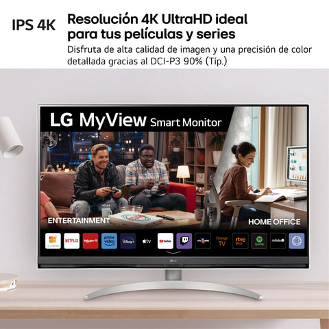 Smart Monitor LG 32SQ700S-W 31.5'/ 4K/ Smart TV/ Multimedia/ Regulable en altura/ Plata y Blanco