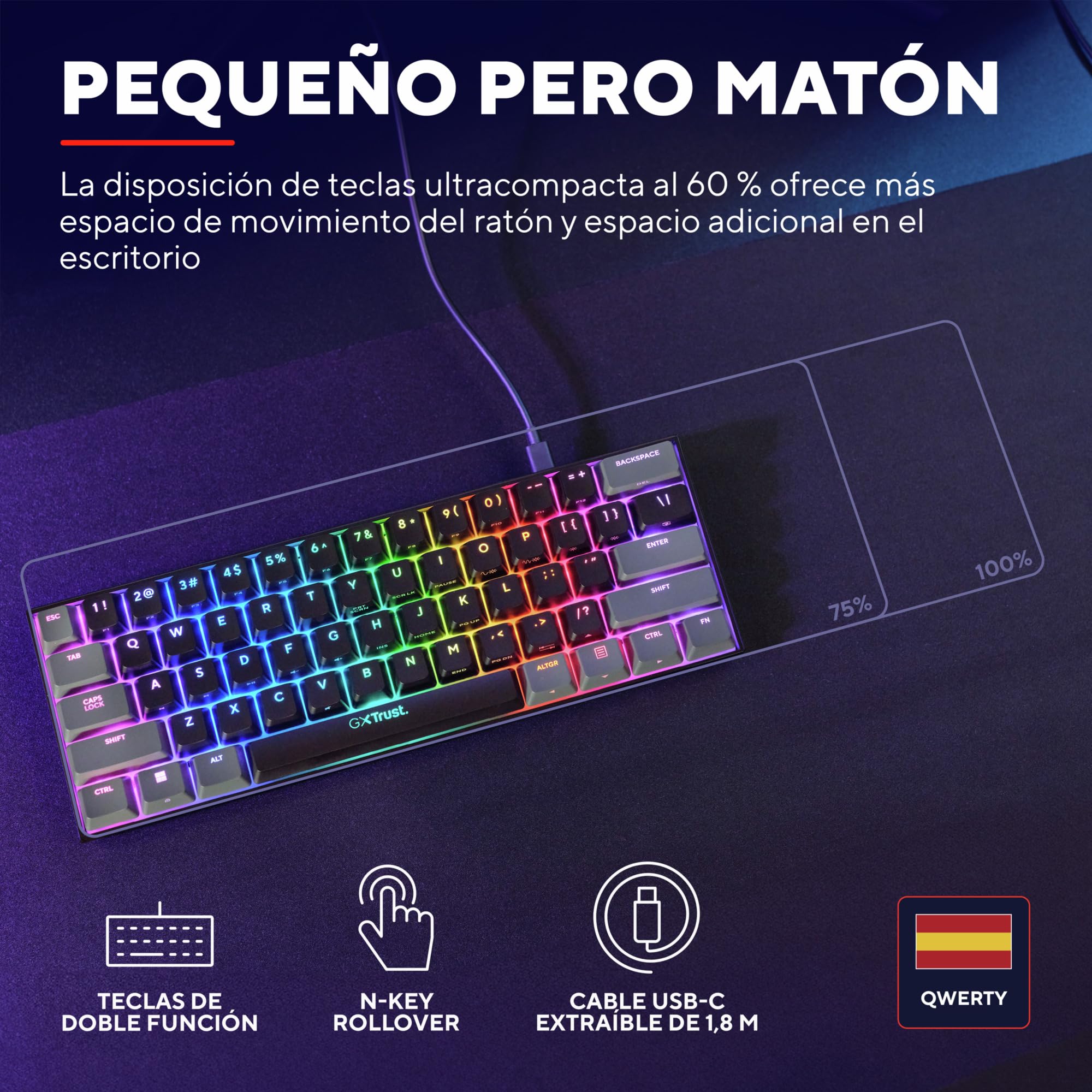 Teclado Gaming Mecánico Trust Gaming GXT 867 Acira