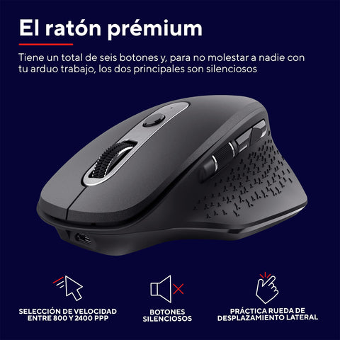 Ratón Ergonómico Inalámbrico Trust Ozaa/ Batería recargable/ Hasta 2400 DPI