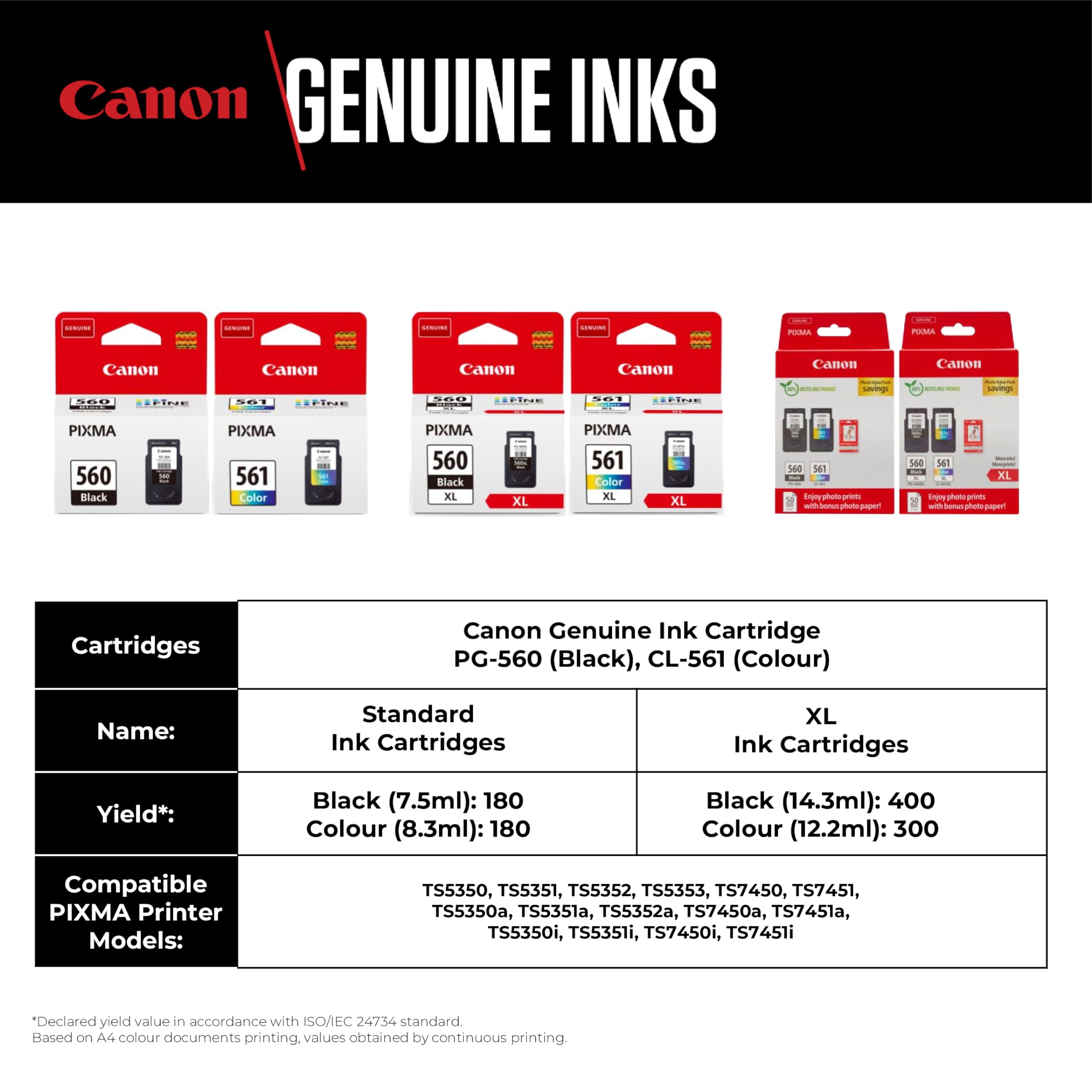 Cartucho de Tinta Original Canon PG-560 + CL-561 Multipack/ Negro/ Tricolor + Papel Fotográfico