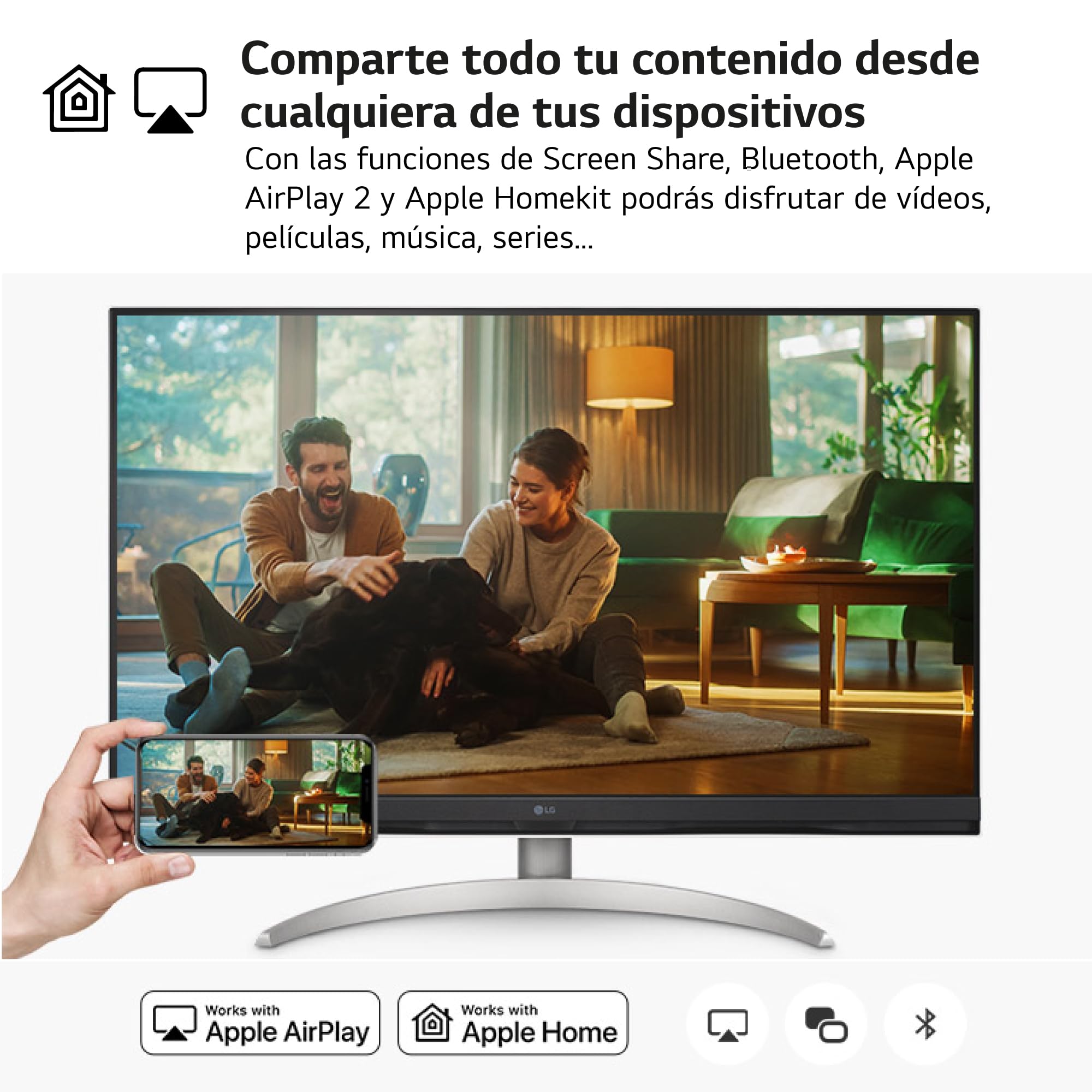 Smart Monitor LG 32SQ700S-W 31.5'/ 4K/ Smart TV/ Multimedia/ Regulable en altura/ Plata y Blanco