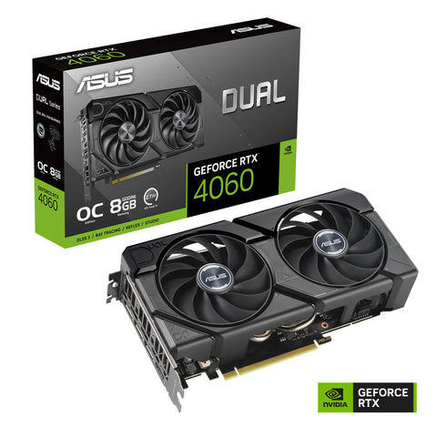 ASUS Dual GeForce RTX 4060 EVO OC Edition 8GB GDDR6 (PCIe 4.0, 8GB GDDR6, DLSS 3, HDMI 2.1a, DisplayPort 1.4a, diseño de Ventilador Axial-Tech, tecnología 0dB, Dual BIOS, tecnología Auto-Extreme)