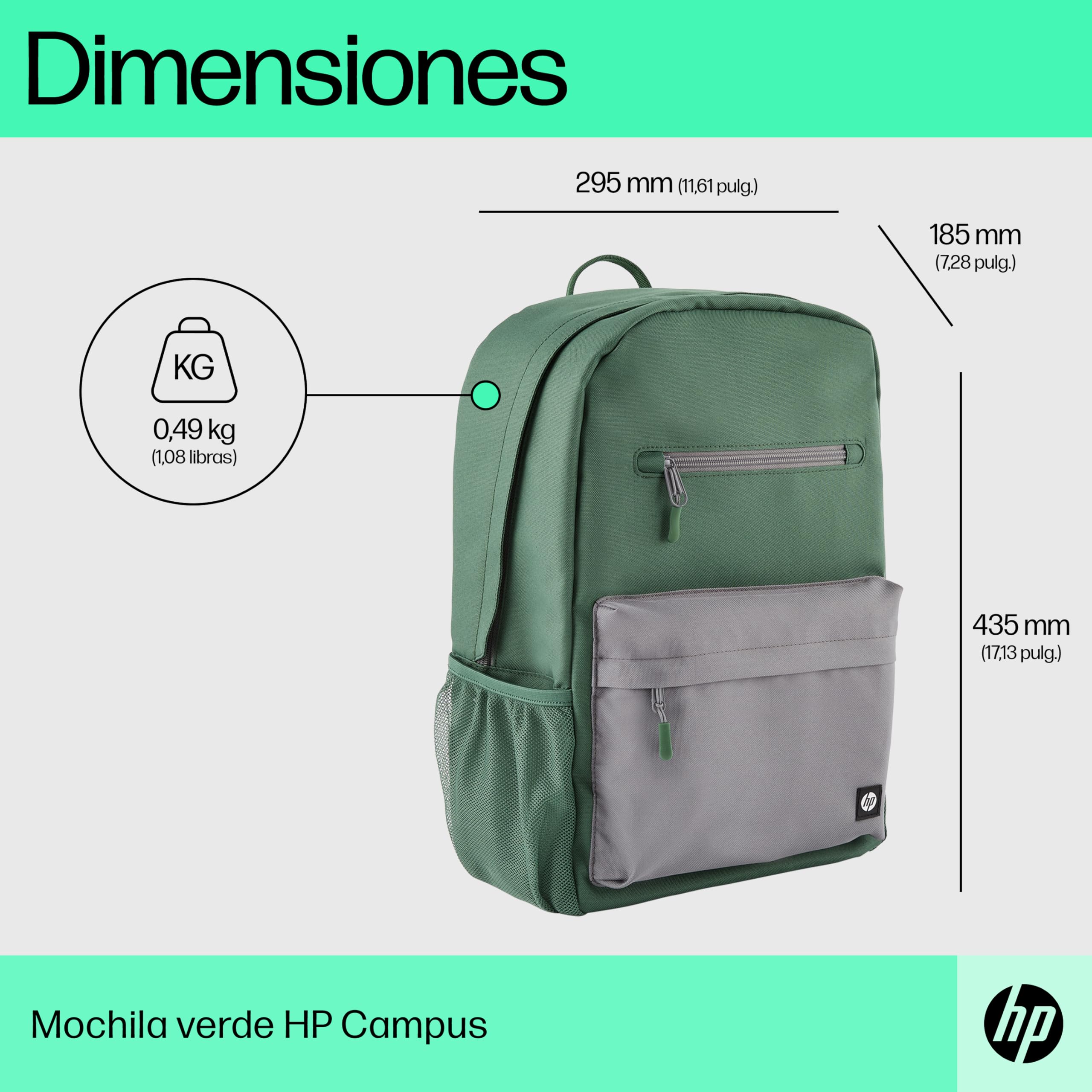 Mochila HP 7J595AA Campus para Portátiles hasta 15.6'/ Verde y Gris