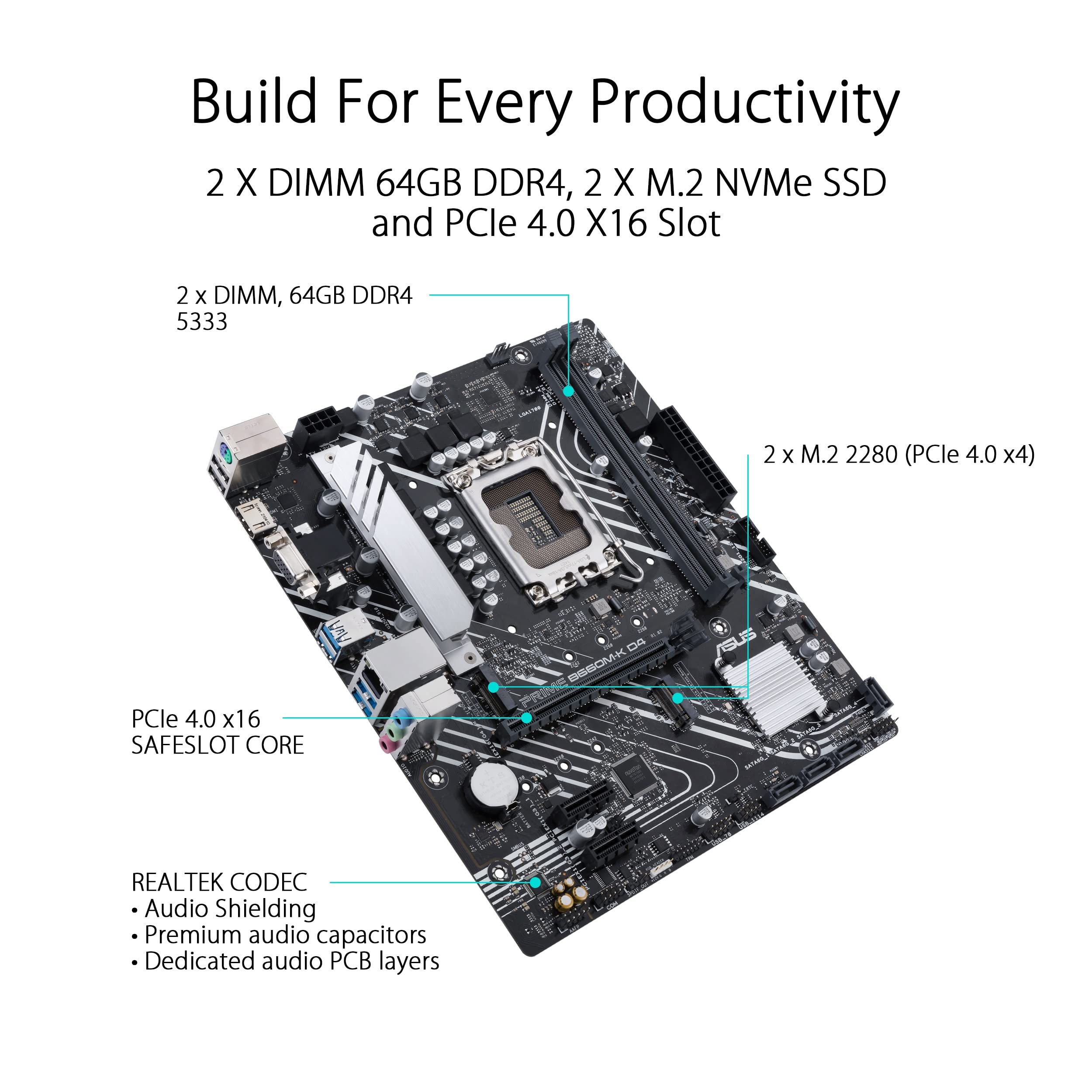 Placa Base Asus Prime B660M-K D4/ Socket 1700/ Micro ATX