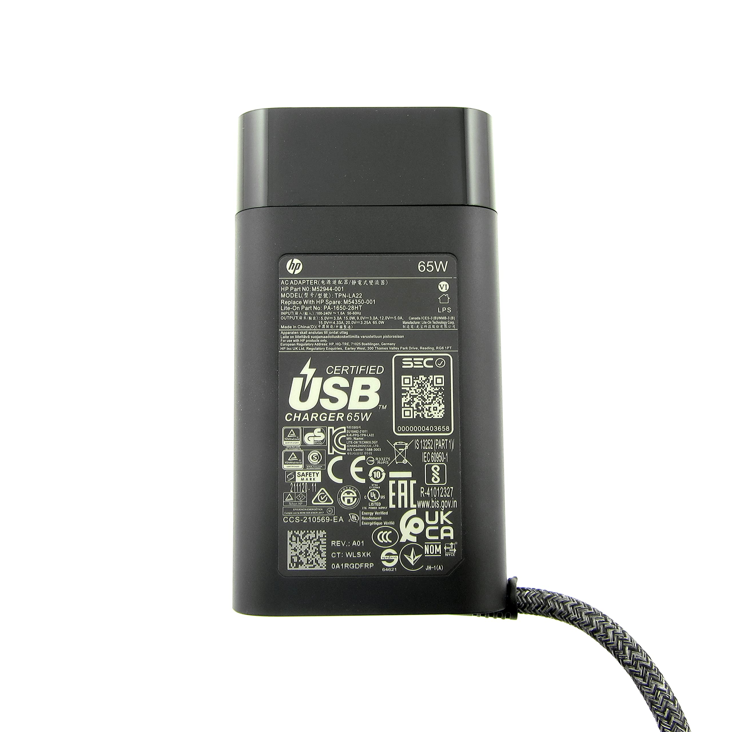 Cargador de Portátil HP AC Adapter USB-C/ 65W/ Automático/ Voltaje 20V