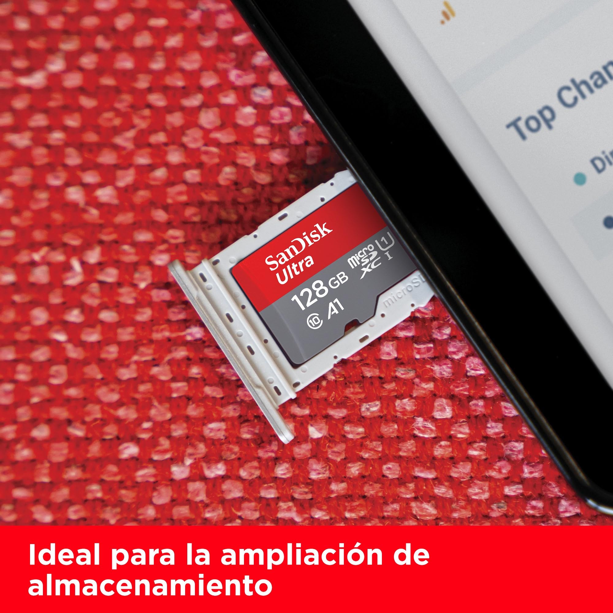 Tarjeta de Memoria SanDisk Ultra 128GB microSD XC con Adaptador/ Clase 10/ 140MBs