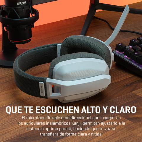 Auriculares Gaming Inalámbricos con Micrófono Krom Kanji/ Bluetooth/ USB 2.0/ Blancos