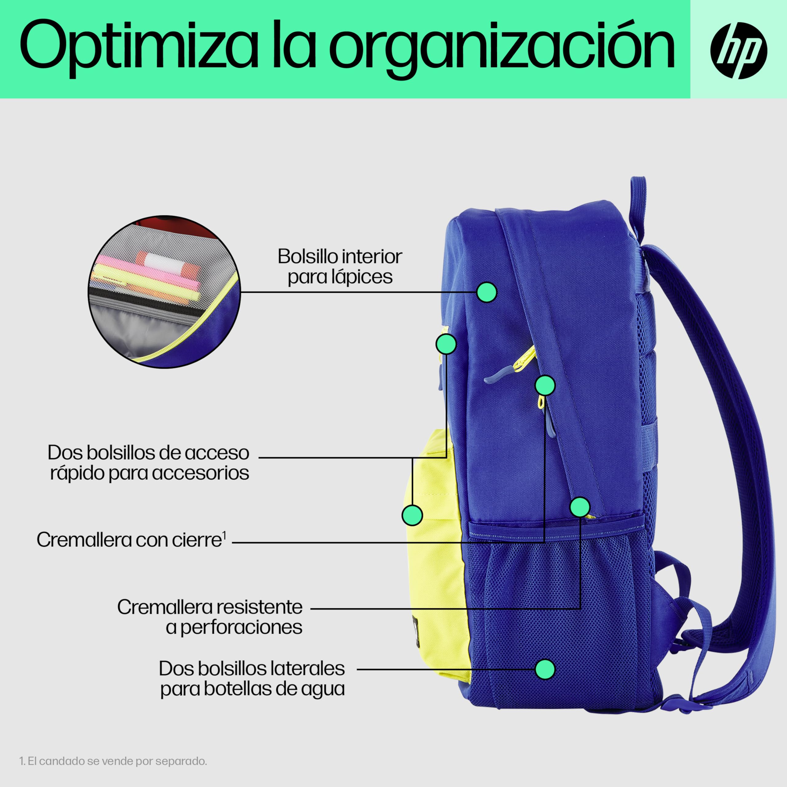 Mochila HP Campus 7J596AA para Portátiles hasta 15.6'/ Azul y Lima