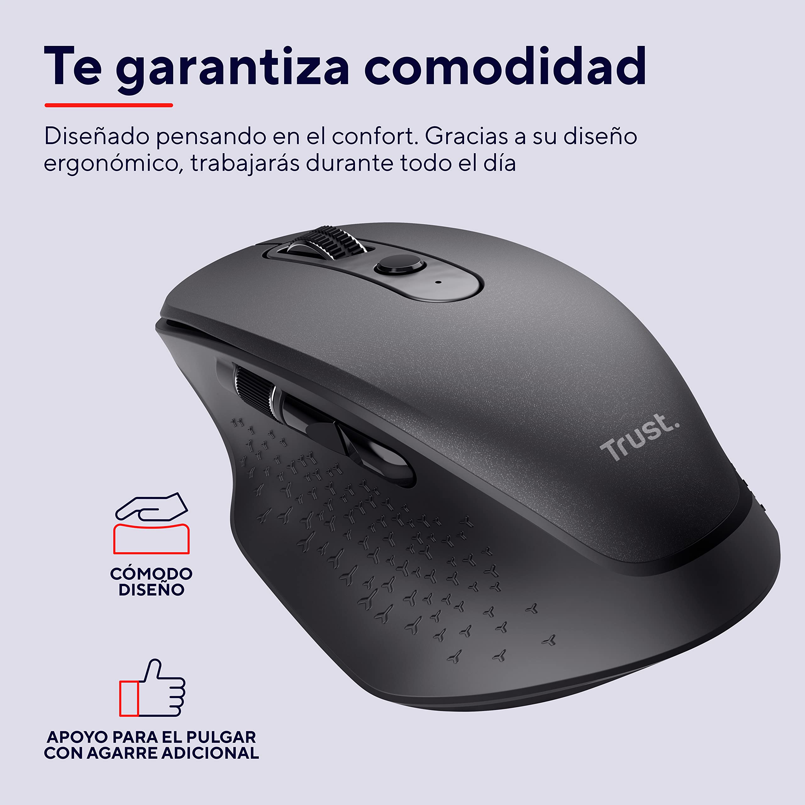 Ratón Ergonómico Inalámbrico Trust Ozaa/ Batería recargable/ Hasta 2400 DPI