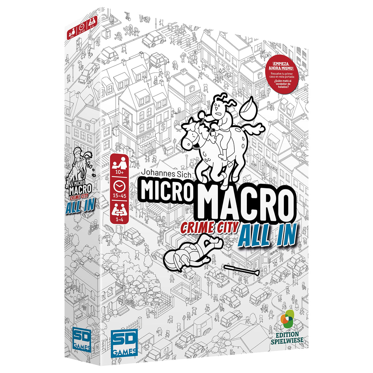 SD GAMES - Micro Macro. All IN - Juego de Cartas cooperativo de Detectives - Papel - 19X27X4cm