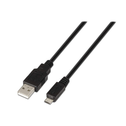 Cable USB 2.0 Aisens A101-0027/ USB Macho - MicroUSB Macho/ Hasta 2.5W/ 60Mbps/ 80cm/ Negro