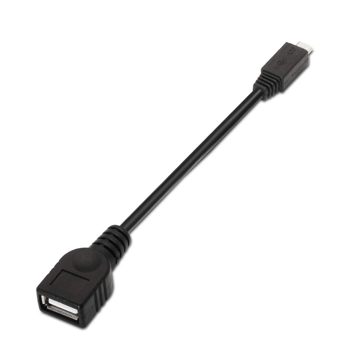 Cable USB 2.0 Aisens A101-0031/ MicroUSB Macho - USB Hembra/ Hasta 2.5W/ 60Mbps/ 15cm/ Negro