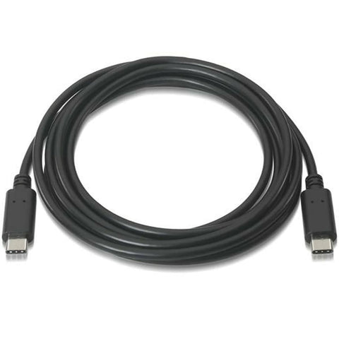 Cable USB 2.0 Tipo-C Aisens A107-0056/ USB Tipo-C Macho - USB Tipo-C Macho/ Hasta 9W/ 625Mbps/ 1m/ Negro