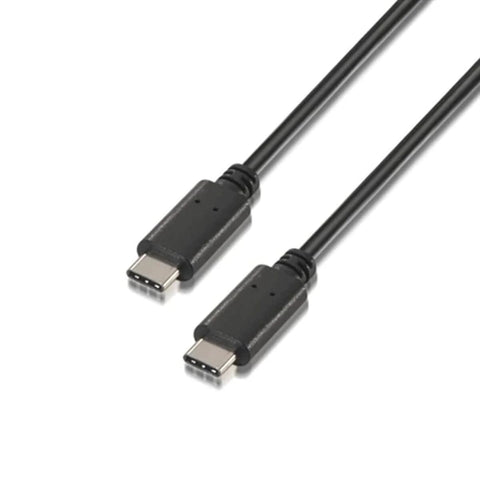 Cable USB 2.0 Tipo-C Aisens A107-0058/ USB Tipo-C Macho - USB Tipo-C Macho/ Hasta 9W/ 625Mbps/ 3m/ Negro