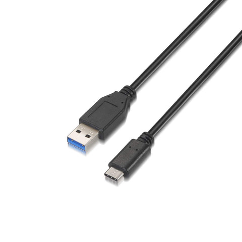 Cable USB 3.1 Tipo-C Aisens A107-0060/ USB Tipo-C Macho - USB Macho/ Hasta 27W/ 625Mbps/ 1m/ Negro