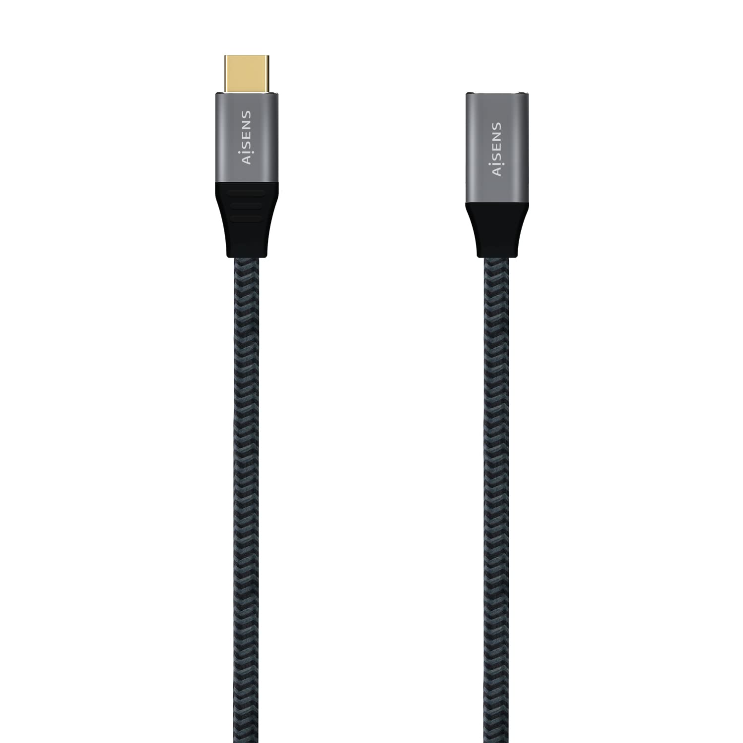 Cable Alargador USB 3.2 Tipo-C Aisens A107-0635 20GBPS 5A 100W/ USB Tipo-C Macho - USB Tipo-C Hembra/ Hasta 100W/ 2500Mbps/ 1m/ Gris