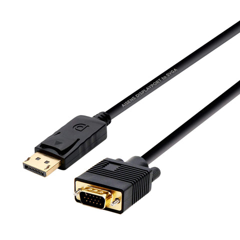 Cable Conversor Aisens A125-0365/ DisplayPort Macho - VGA Macho/ Hasta 5W/ 2300Mbps/ 2m/ Negro