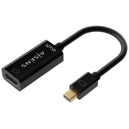 Cable Conversor Aisens A125-0643/ Mini DisplayPort Macho - HDMI Hembra/ Hasta 5W/ 2300Mbps/ 15cm/ Negro