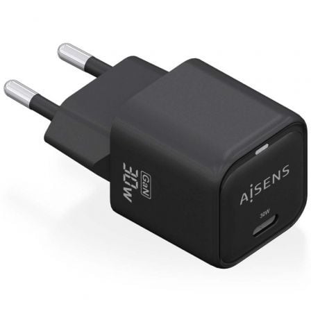 Cargador Gan de Pared Aisens ASCH-30W1P019-BK/ 1xUSB Tipo-C/ 30W