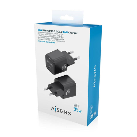 Cargador Gan de Pared Aisens ASCH-35W1P023-BK/ 1xUSB Tipo-C/ 35W