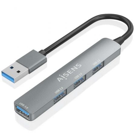 Hub USB 3.0 Aisens A106-0859/ 4xUSB/ Gris