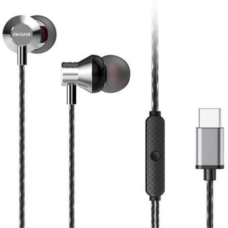 Auriculares Intrauditivos Aiwa ESTM-50USB-C/SL/ con Micrófono/ USB Tipo-C/ Plata