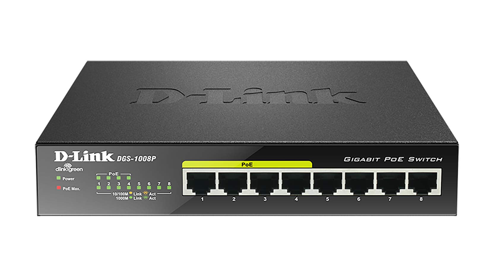 Switch D-Link DGS-1008P 8 Puertos/ RJ-45 Gigabit 10/100/1000/ PoE