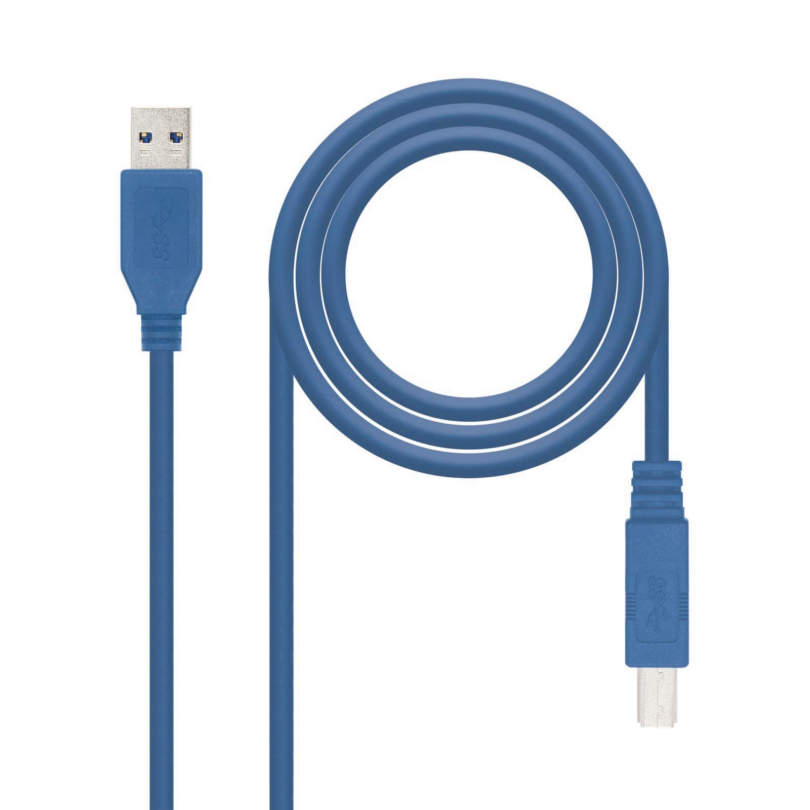 Cable USB 3.0 Impresora Nanocable 10.01.0802-BL/ USB Tipo-B Macho - USB Macho/ 2m/ Azul