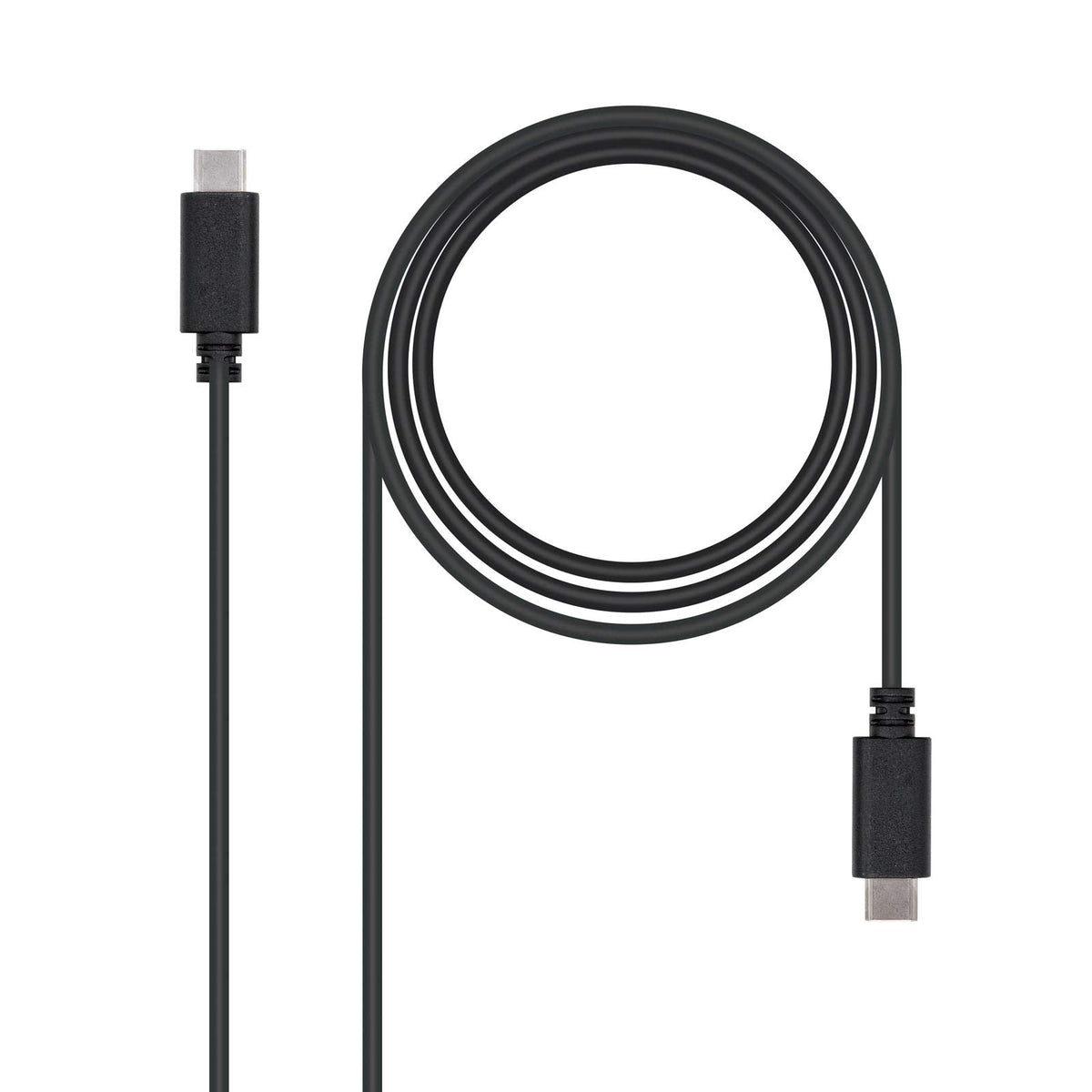 Cable USB 2.0 Tipo-C Nanocable 10.01.2302/ USB Tipo-C Macho - USB Tipo-C Macho/ 2m/ Negro