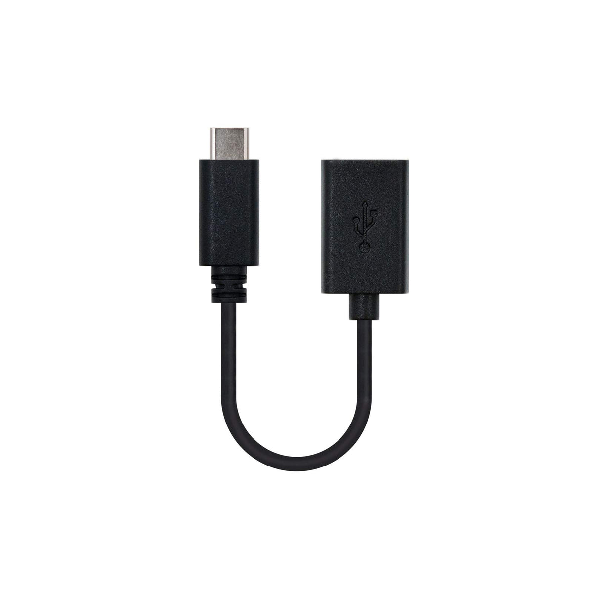 Cable USB 2.0 Nanocable 10.01.2400/ USB Tipo-C Macho - USB Hembra/ 15cm/ Negro