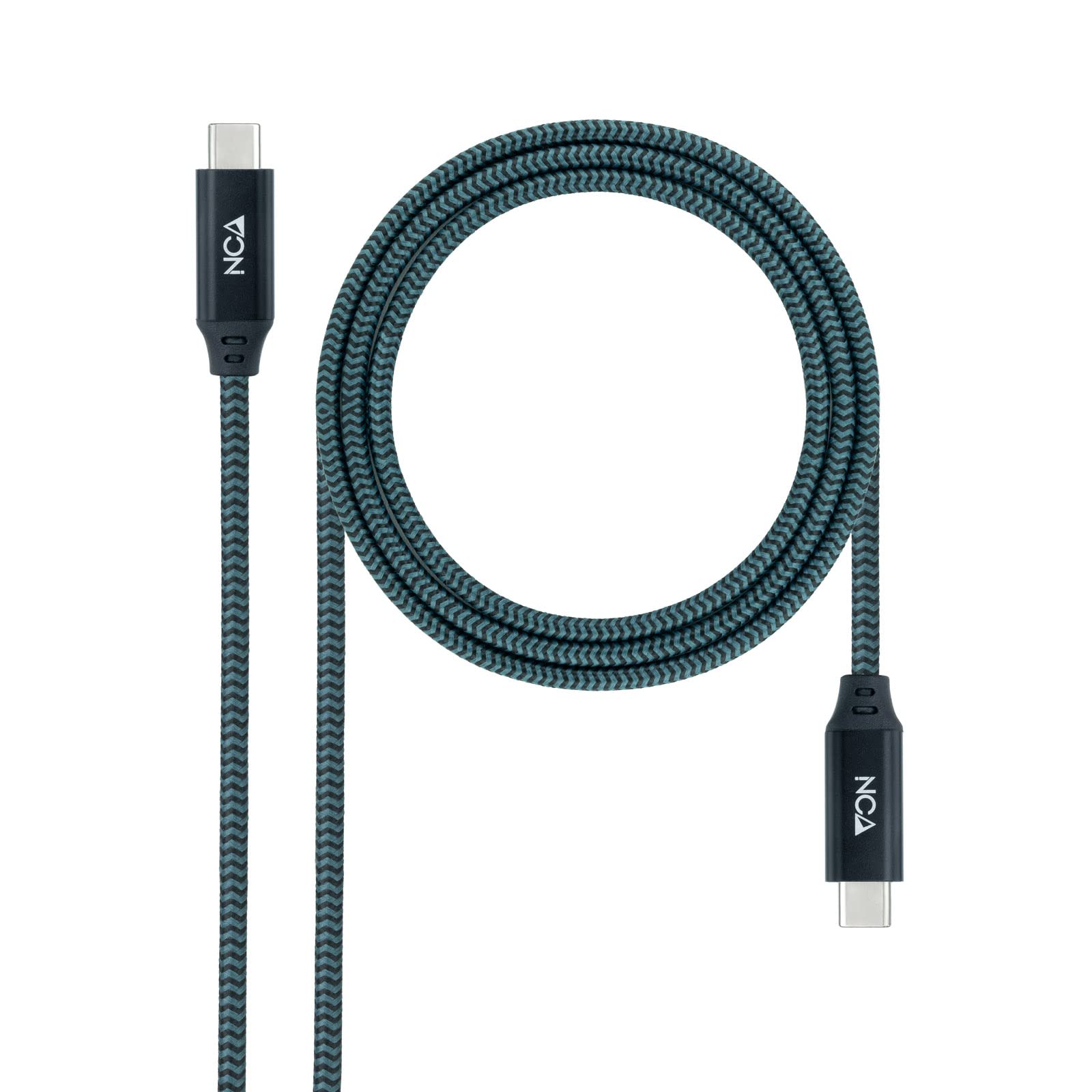 Cable USB 3.2 Tipo-C Nanocable 10.01.4302-COMB/ USB Tipo-C Macho - USB Tipo-C Macho/ 2m/ Gris y Negro