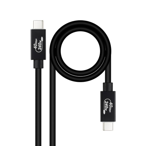 Cable USB 4.0 Nanocable 10.01.5002/ USB Tipo-C Macho - USB Tipo-C Macho/ Hasta 240W/ 40Gbps/ 1.8m/ Negro