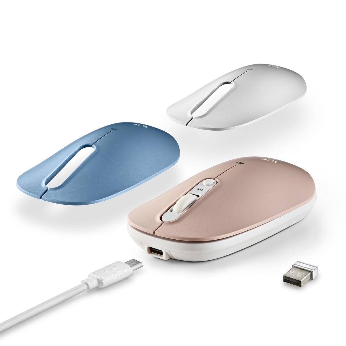 Ratón Inalámbrico por Bluetooth NGS Shell-RB/ Batería recargable/ Hasta 1600 DPI/ Azul/ Blanco/ Rosa