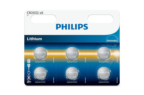 Pack de 6 Pilas de Botón Philips CR2032/ 3V