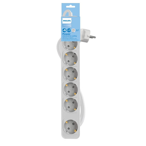 Regleta con Interruptor Philips CHP2164W/62/ 6 Tomas de corriente/ Cable 1.5m/ Blanco