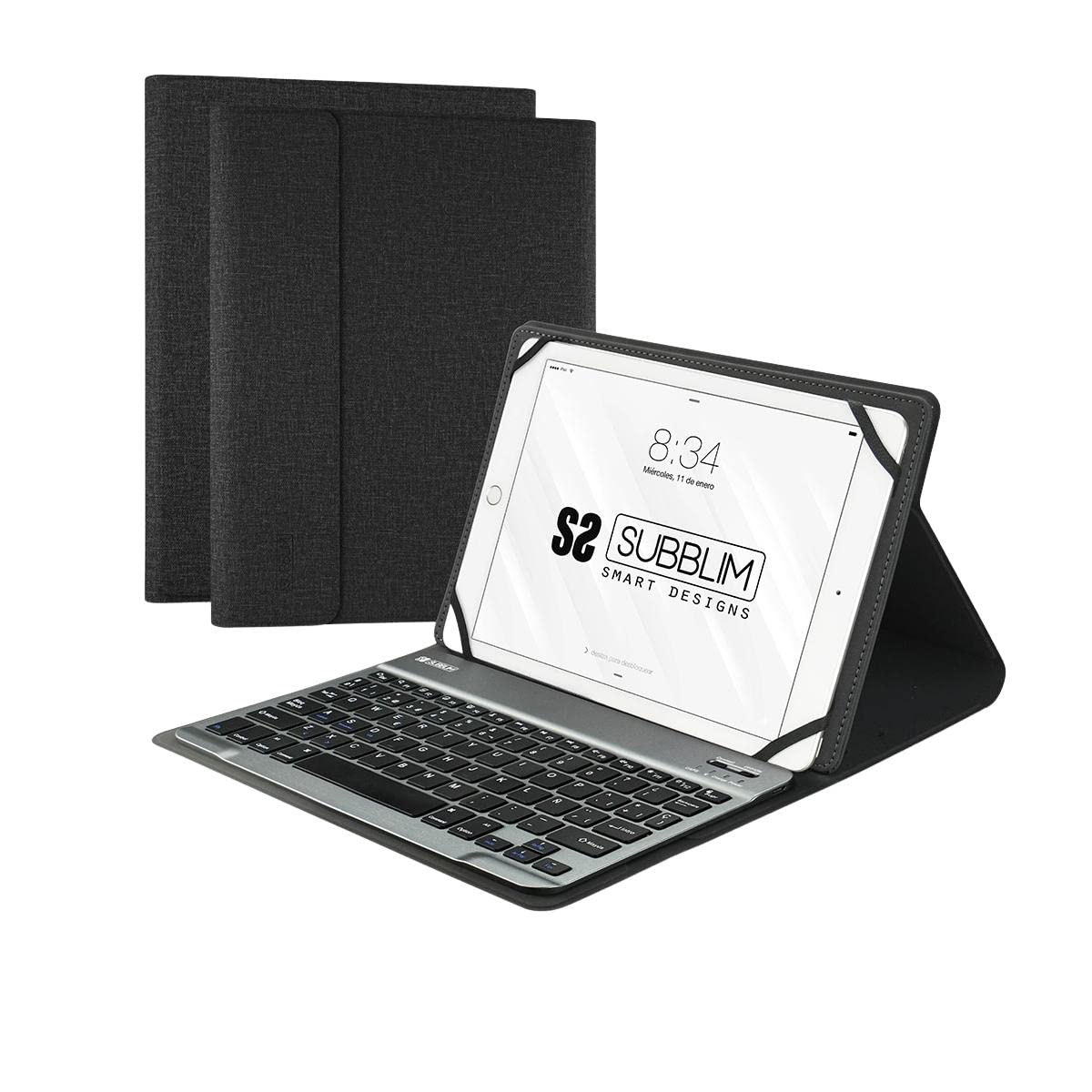 Funda con Teclado Subblim Keytab Pro Bluetooth para Tablets de 10.1'-10.8'/ Negra