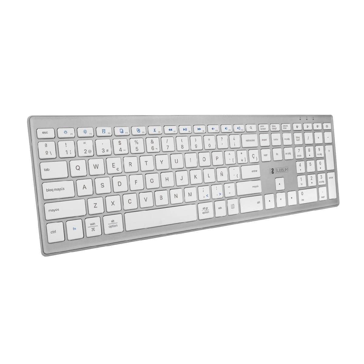 Teclado Inalámbrico por Bluetooth Subblim 2PUE200 Pure Extended/ Plata