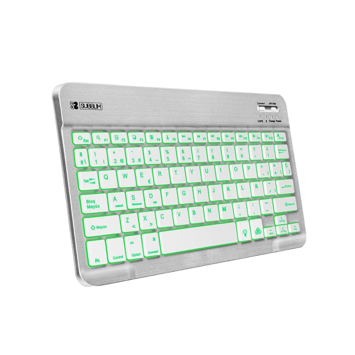 Teclado Compacto Inalámbrico por Bluetooth Subblim Smart Backlit/ Plata