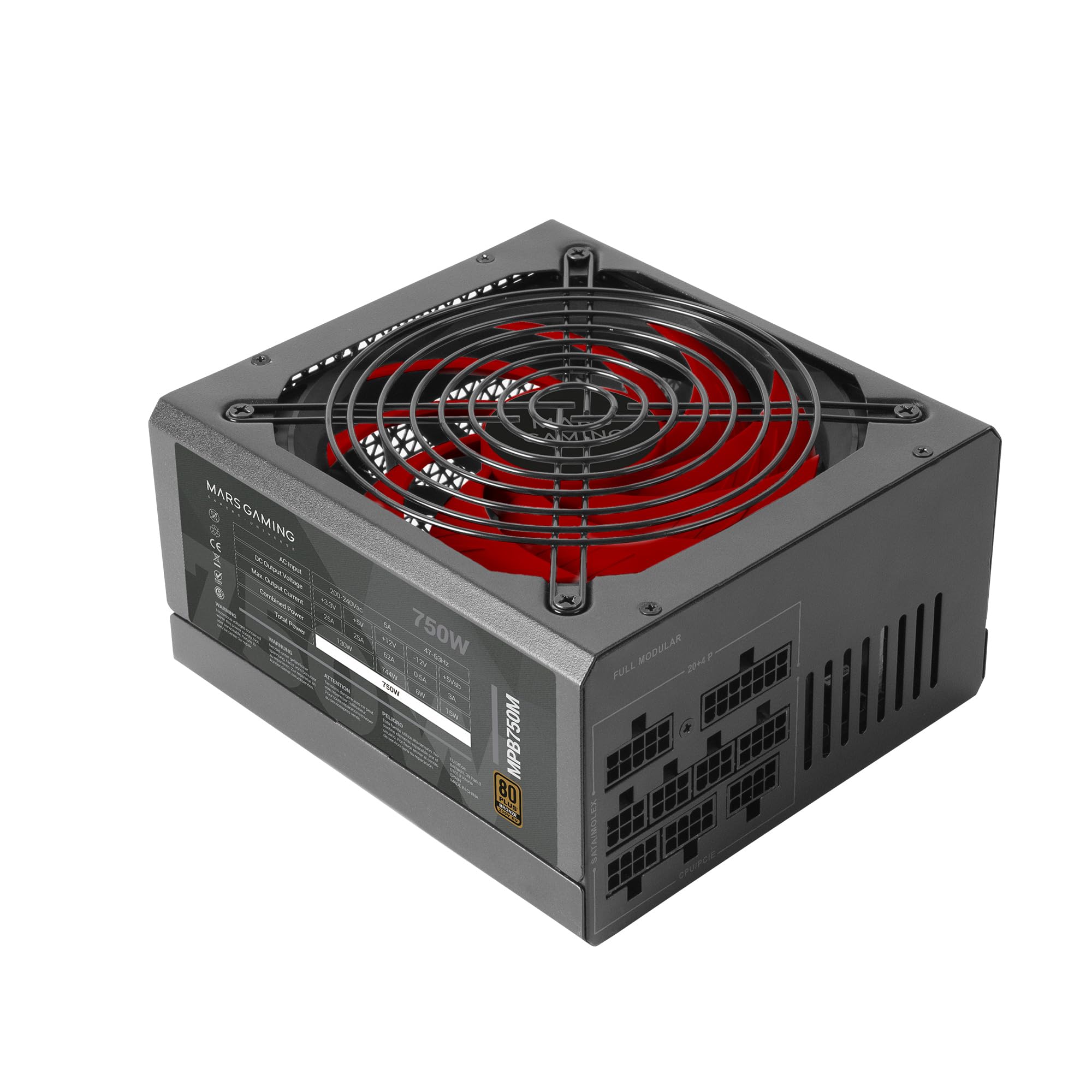 Fuente de Alimentación Mars Gaming MPB750M/ 750W/ Ventilador 14cm/ 80 Plus Bronze