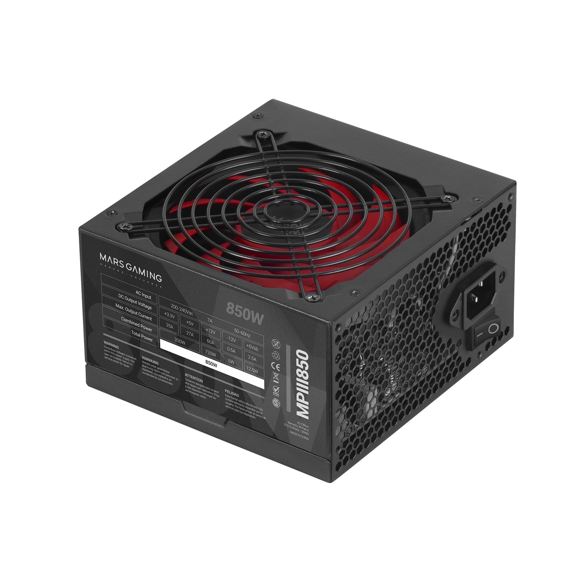 Fuente de Alimentación Mars Gaming MPIII850/ 850W/ Ventilador 12cm