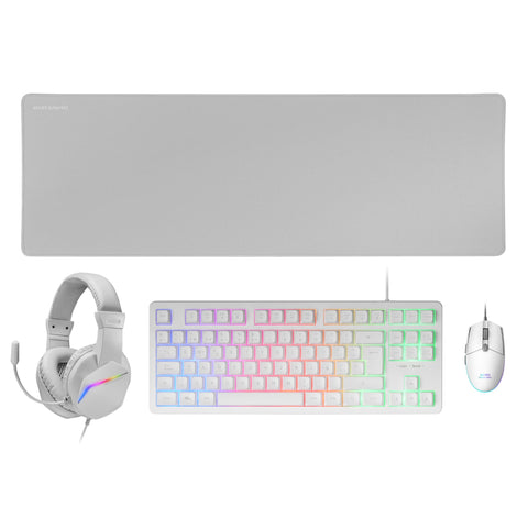 Pack Gaming Mars Gaming MCP-RGB3W/ Teclado RGB + Ratón Óptico + Alfombrilla XXL + Auriculares