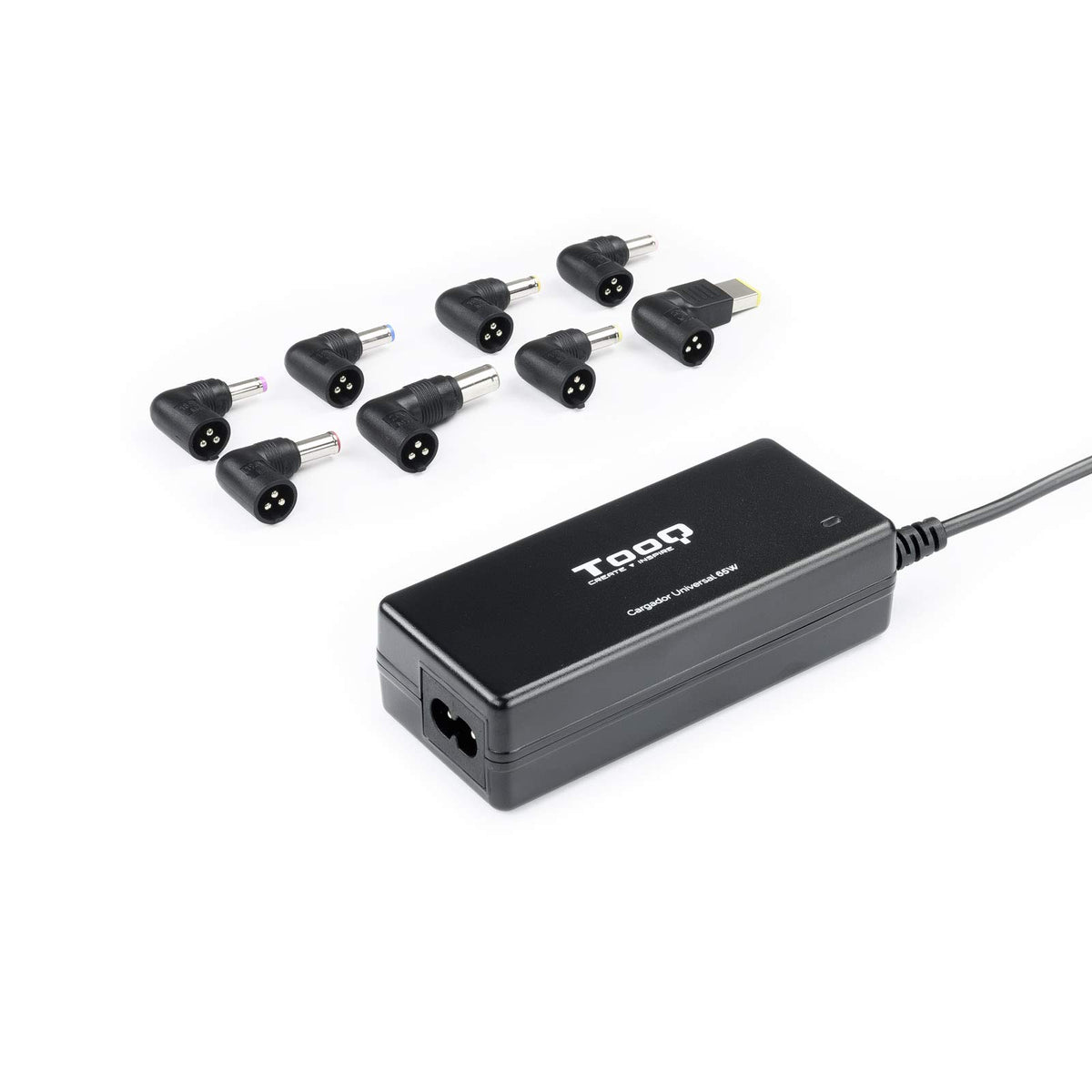 Cargador de Portátil TooQ TQLC-65BS02AT/ 65W/ Automático/ 8 Conectores/ Voltaje 18.5-20V/ 1 USB