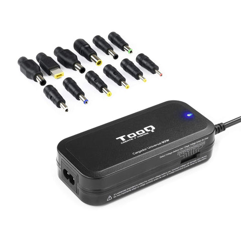 Cargador de Portátil TooQ TQLC-90BS02M/ 90W/ Manual/ 12 Conectores/ Voltaje 15-24V/ 1 USB